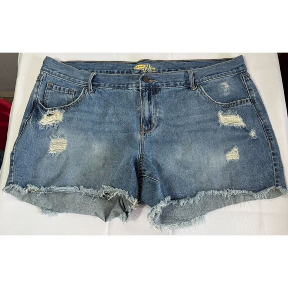 Old Navy Womens Distressed Diva Cut Off Jean Shorts Size 16 Light Wash Mid Rise - Picture 1 of 11